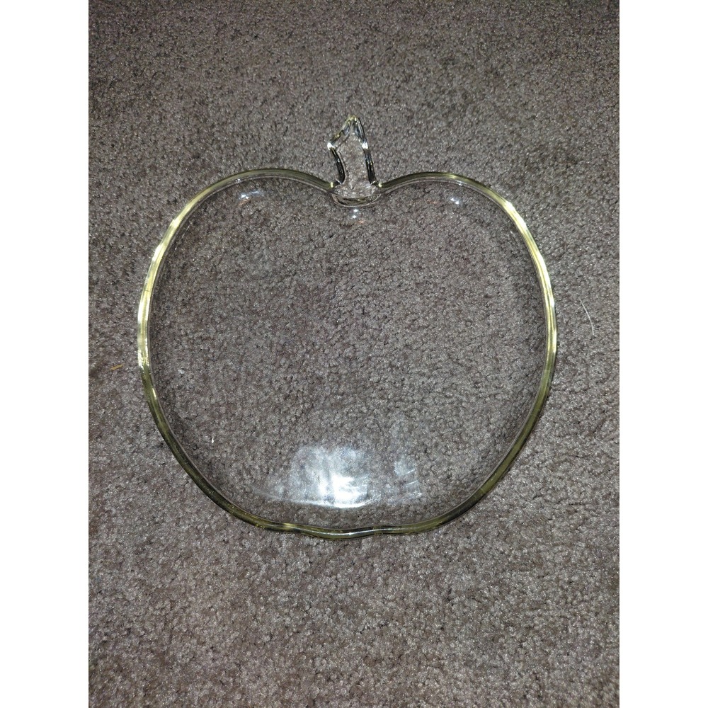 Vintage Clear Glass Apple Shaped Serving Plate Trinket Dish Fruit Decor Tray